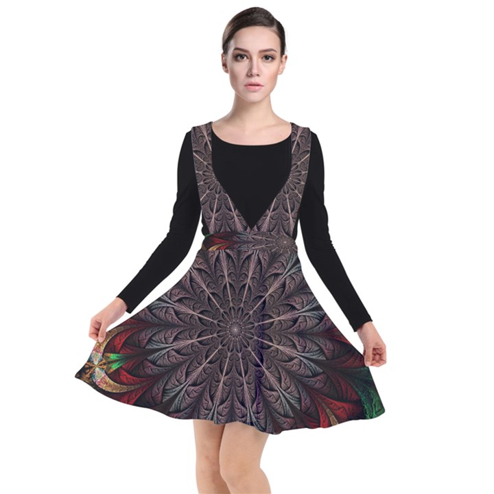 Fractal Flower Fantasy Floral Plunge Pinafore Dress