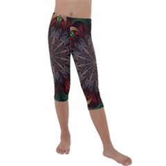 Fractal Flower Fantasy Floral Kids  Lightweight Velour Capri Leggings  by Wegoenart