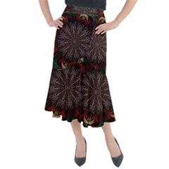 Fractal Flower Fantasy Floral Midi Mermaid Skirt by Wegoenart