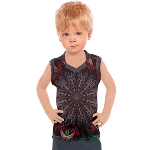 Fractal Flower Fantasy Floral Kids  Sport Tank Top by Wegoenart