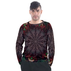 Fractal Flower Fantasy Floral Men s Long Sleeve Raglan Tee