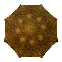 Fractal Flower Floral Gold Pattern Golf Umbrellas by Wegoenart