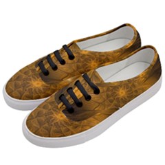 Fractal Flower Floral Gold Pattern Women s Classic Low Top Sneakers by Wegoenart