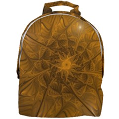 Fractal Flower Floral Gold Pattern Mini Full Print Backpack by Wegoenart