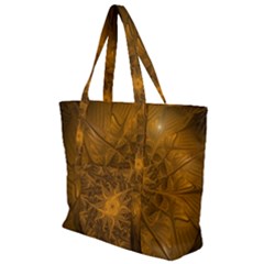 Fractal Flower Floral Gold Pattern Zip Up Canvas Bag by Wegoenart