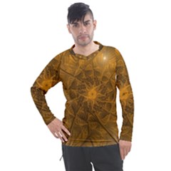 Fractal Flower Floral Gold Pattern Men s Pique Long Sleeve Tee