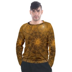 Fractal Flower Floral Gold Pattern Men s Long Sleeve Raglan Tee