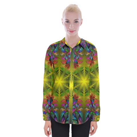 Fractal Abstract Background Pattern Womens Long Sleeve Shirt by Wegoenart