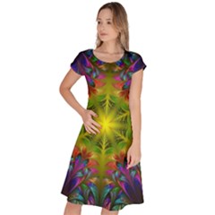 Fractal Abstract Background Pattern Classic Short Sleeve Dress