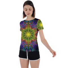 Fractal Abstract Background Pattern Back Circle Cutout Sports Tee