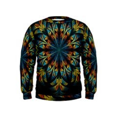 Fractal Flower Fantasy Floral Kids  Sweatshirt by Wegoenart