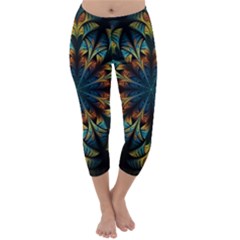 Fractal Flower Fantasy Floral Capri Winter Leggings  by Wegoenart