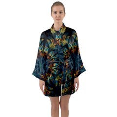 Fractal Flower Fantasy Floral Long Sleeve Satin Kimono by Wegoenart