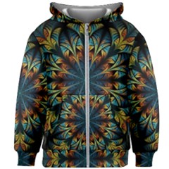 Fractal Flower Fantasy Floral Kids  Zipper Hoodie Without Drawstring by Wegoenart