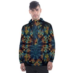 Fractal Flower Fantasy Floral Men s Front Pocket Pullover Windbreaker by Wegoenart