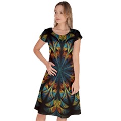 Fractal Flower Fantasy Floral Classic Short Sleeve Dress