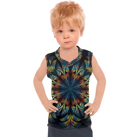 Fractal Flower Fantasy Floral Kids  Sport Tank Top by Wegoenart