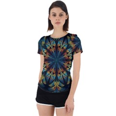 Fractal Flower Fantasy Floral Back Cut Out Sport Tee