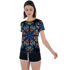 Fractal Flower Fantasy Floral Back Circle Cutout Sports Tee