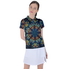 Fractal Flower Fantasy Floral Women s Polo Tee