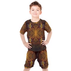 Fractal Art Abstract Pattern Kids  Tee And Shorts Set by Wegoenart