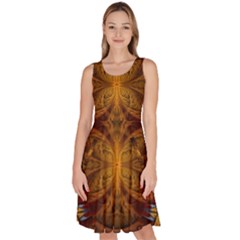 Fractal Art Abstract Pattern Knee Length Skater Dress With Pockets by Wegoenart