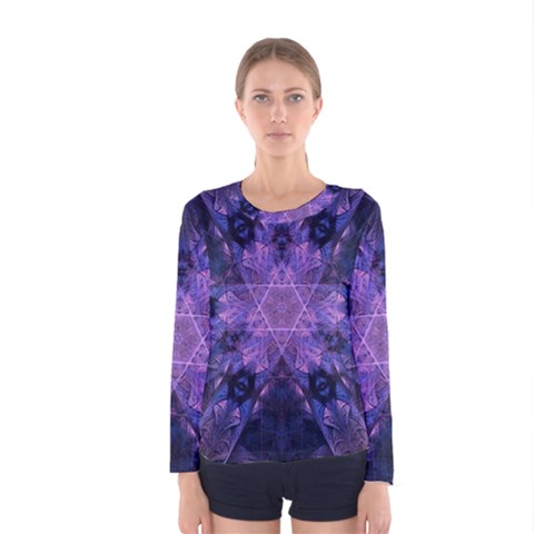 Fractal Symbol Pattern Design Women s Long Sleeve Tee by Wegoenart