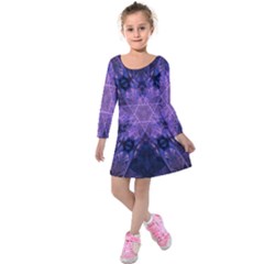 Fractal Symbol Pattern Design Kids  Long Sleeve Velvet Dress