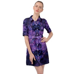 Fractal Symbol Pattern Design Belted Shirt Dress by Wegoenart