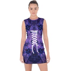 Fractal Symbol Pattern Design Lace Up Front Bodycon Dress by Wegoenart