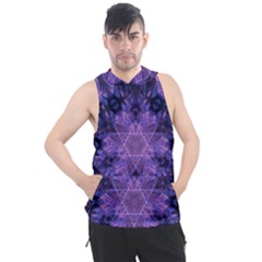 Fractal Symbol Pattern Design Men s Sleeveless Hoodie