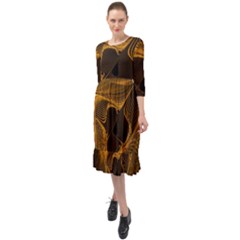 Fractal Design Background Pattern Ruffle End Midi Chiffon Dress