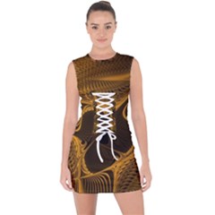 Fractal Design Background Pattern Lace Up Front Bodycon Dress