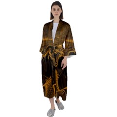 Fractal Design Background Pattern Maxi Satin Kimono