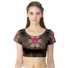 Fractal Background Design Abstract Short Sleeve Crop Top by Wegoenart