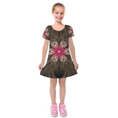 Fractal Background Design Abstract Kids  Short Sleeve Velvet Dress