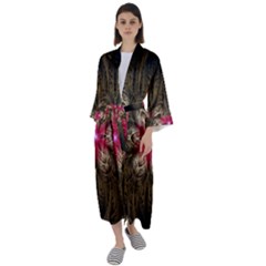 Fractal Background Design Abstract Maxi Satin Kimono