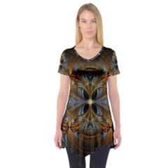 Fractal Art Abstract Pattern Short Sleeve Tunic  by Wegoenart