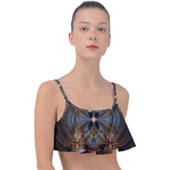 Fractal Art Abstract Pattern Frill Bikini Top