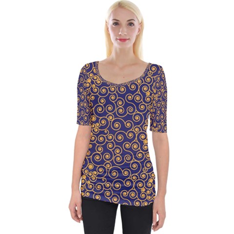 Spiral Pattern Texture Fractal Wide Neckline Tee by Wegoenart