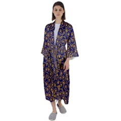 Spiral Pattern Texture Fractal Maxi Satin Kimono