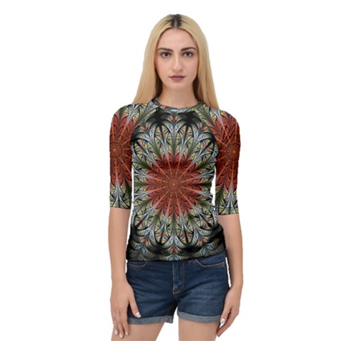 Fractal Floral Fantasy Flower Quarter Sleeve Raglan Tee by Wegoenart