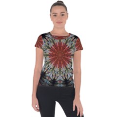 Fractal Floral Fantasy Flower Short Sleeve Sports Top  by Wegoenart