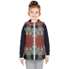 Fractal Floral Fantasy Flower Kids  Hooded Puffer Vest by Wegoenart