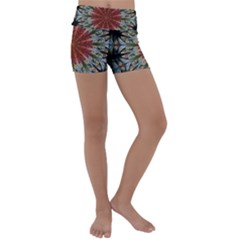 Fractal Floral Fantasy Flower Kids  Lightweight Velour Yoga Shorts by Wegoenart