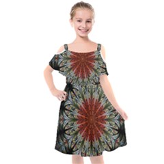 Fractal Floral Fantasy Flower Kids  Cut Out Shoulders Chiffon Dress by Wegoenart