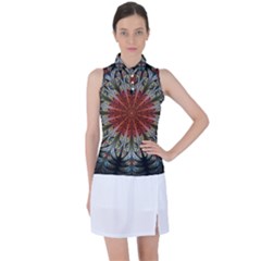 Fractal Floral Fantasy Flower Women s Sleeveless Polo Tee