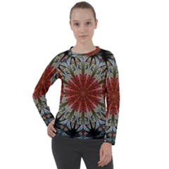 Fractal Floral Fantasy Flower Women s Long Sleeve Raglan Tee