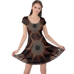 Fractal Abstract Star Pattern Cap Sleeve Dress by Wegoenart