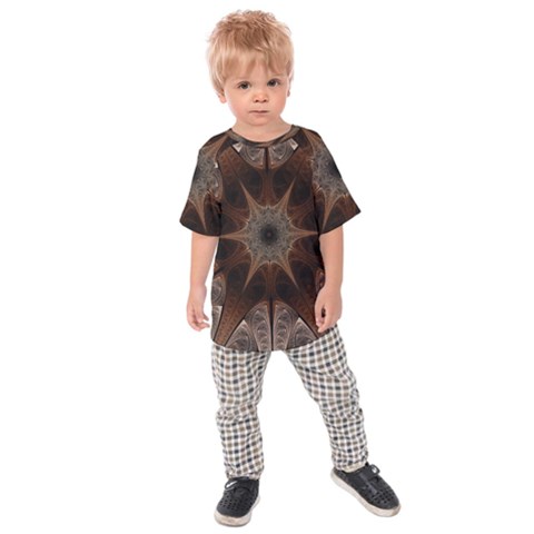 Fractal Abstract Star Pattern Kids  Raglan Tee by Wegoenart